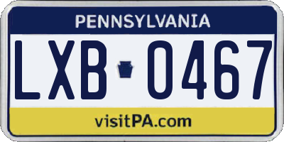 PA license plate LXB0467