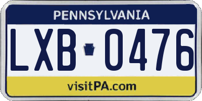 PA license plate LXB0476