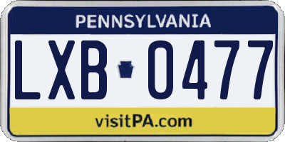 PA license plate LXB0477