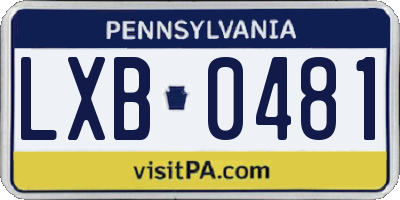 PA license plate LXB0481