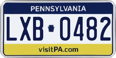 PA license plate LXB0482