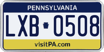 PA license plate LXB0508