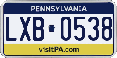 PA license plate LXB0538