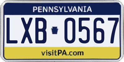 PA license plate LXB0567