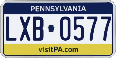 PA license plate LXB0577