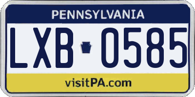 PA license plate LXB0585