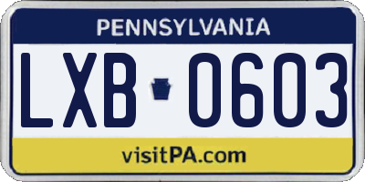 PA license plate LXB0603