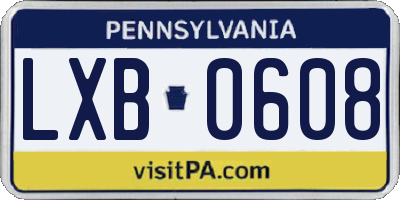 PA license plate LXB0608