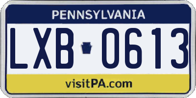 PA license plate LXB0613