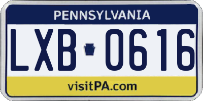 PA license plate LXB0616