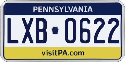 PA license plate LXB0622