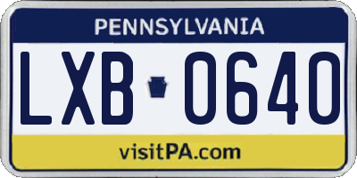 PA license plate LXB0640