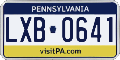 PA license plate LXB0641