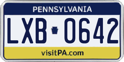 PA license plate LXB0642