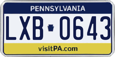 PA license plate LXB0643