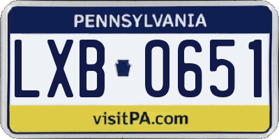 PA license plate LXB0651