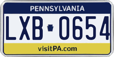 PA license plate LXB0654