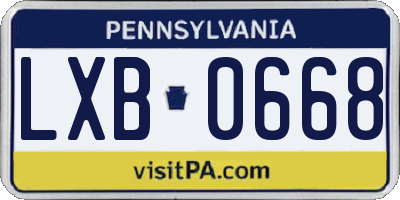 PA license plate LXB0668