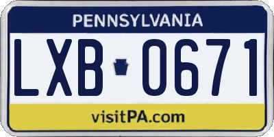 PA license plate LXB0671