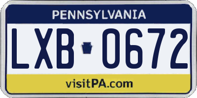 PA license plate LXB0672