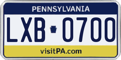 PA license plate LXB0700