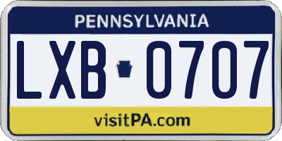PA license plate LXB0707