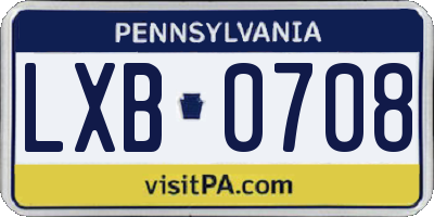 PA license plate LXB0708