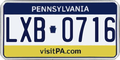 PA license plate LXB0716