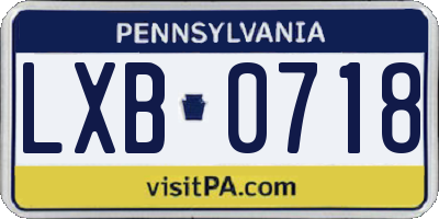 PA license plate LXB0718