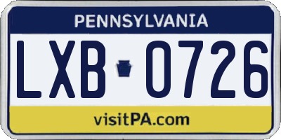 PA license plate LXB0726