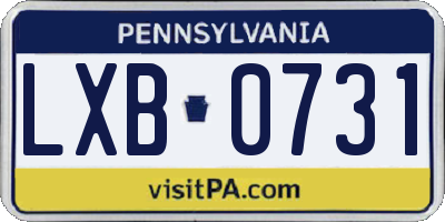 PA license plate LXB0731