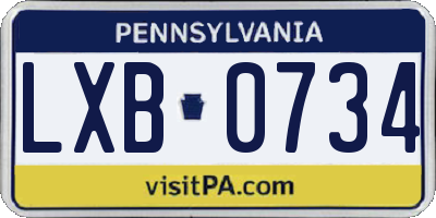PA license plate LXB0734