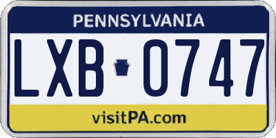 PA license plate LXB0747