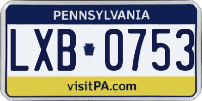 PA license plate LXB0753
