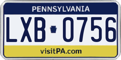 PA license plate LXB0756