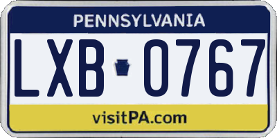 PA license plate LXB0767