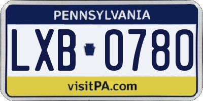 PA license plate LXB0780