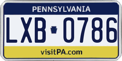 PA license plate LXB0786