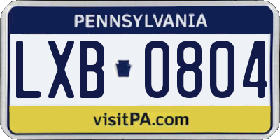 PA license plate LXB0804