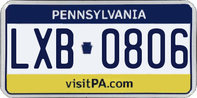 PA license plate LXB0806