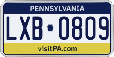 PA license plate LXB0809