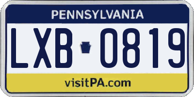 PA license plate LXB0819