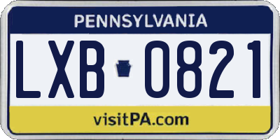 PA license plate LXB0821