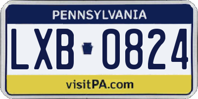 PA license plate LXB0824