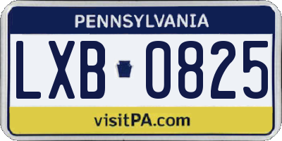 PA license plate LXB0825
