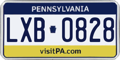 PA license plate LXB0828