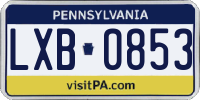 PA license plate LXB0853