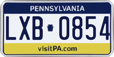 PA license plate LXB0854