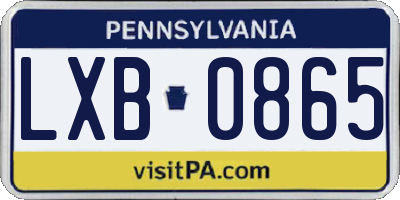 PA license plate LXB0865