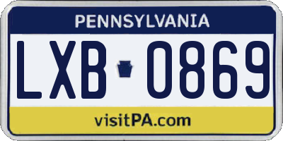 PA license plate LXB0869